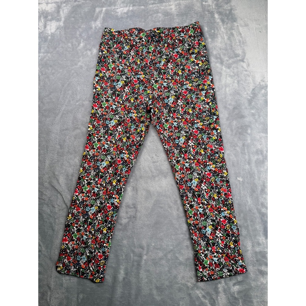 Mario Serrani Capri Pants Womens Medium Multicolor Floral Rayon Stretch Mid Rise